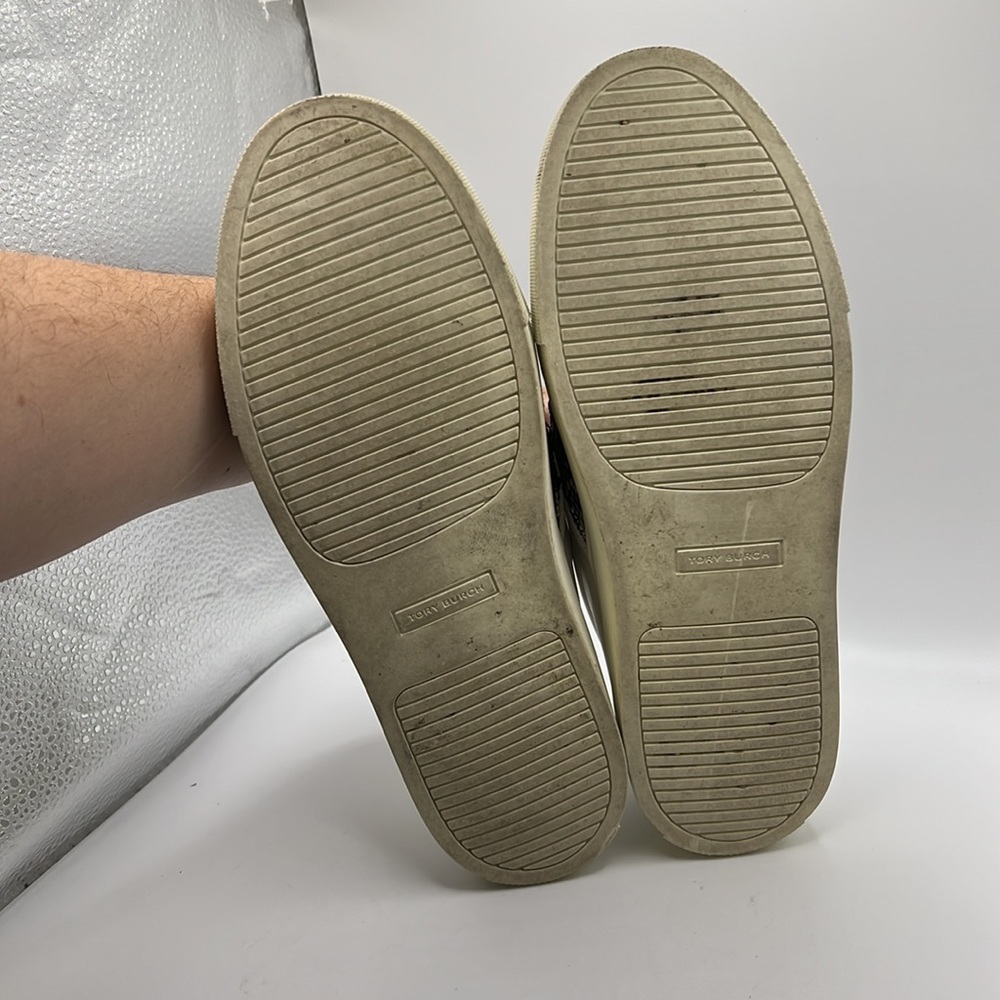 Tory Burch Carter Slip On Sneakers Loafers Shoes Sequins White Black Womens 10 - Picture 7 of 16